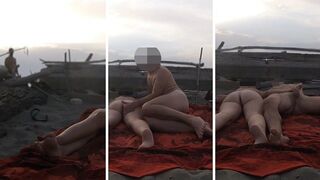 Strangers caught us masturbating on nudist beach in Maspalomas Dunes Canary with cumshot Part 1