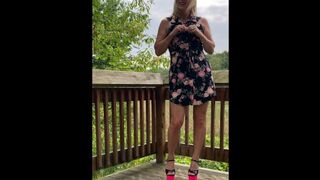 MILF in Stripper Outfit Fingering Outdoors!