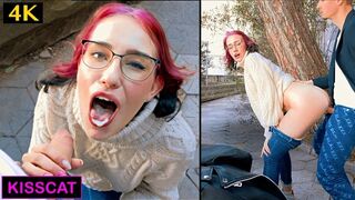 Kiss Cat love Breakfast with Sausage - Public Agent Pickup Russian Student for Outdoor Sex 4k