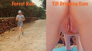 Ginger Redhead Forest Run ended in Dripping Hairy Pussy Outdoor Creampie