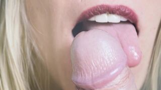 Sensual close up tongue blowjob