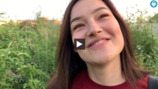 public outdoor blowjob with creampie from shy girl in the bushes - Olivia Moore