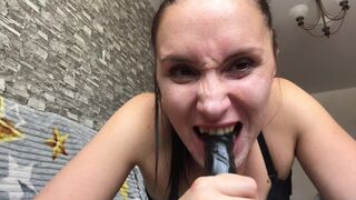 Zetration brunette missed the cock so much that she swallowed it down her throat! Sexy video with a