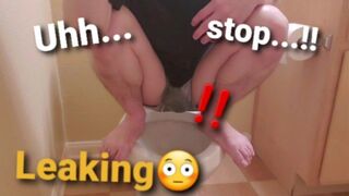 A Japanese tries to Hold Pee but Leaks