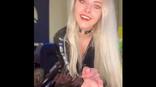 Pegging in shiny clothes - Mistress Mercy fucks submissive slave in PVC fetish wear