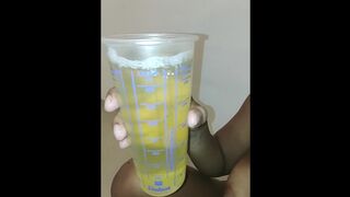 Stepdaughter drinking a big glass of piss