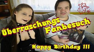 Birthday Fun - German Porn Star Nadine Cays Surprises Midget Fan