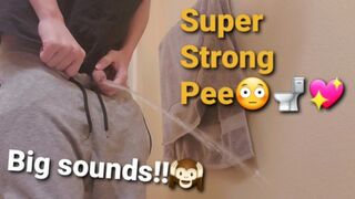 Extreme super strong long pee after holding 4 hours