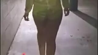 Ass jiggling while walking in public with no panties on