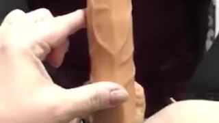 Wife makes me suck her dildo with red lipstick on