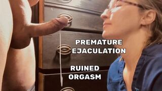 Premature Ejaculation, sweet nurse lips on cock make him cum in 48 seconds