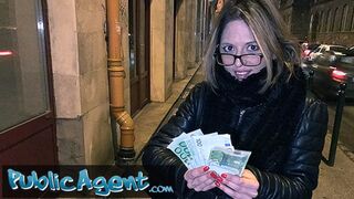 Public Agent French Babe in Glasses Fucked on a Public Stairwell