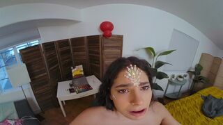 Latina babe Angel Gostosa gets her needy cunt filled with cum after some hardcore fucking in VR