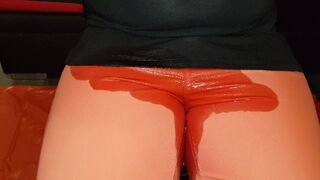 Tied latina pee in her pants