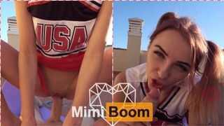 Cheerleader decides to practice Dick riding skills outdoor on a sunny beautiful day - Mimi Boom