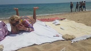 Public beach orgasm with lovens lush control by my stepbro
