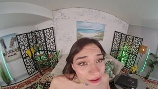 Kinky brunette Aria Valencia wraps her pussy around your lucky cock in this brand new FuckPass VR scene