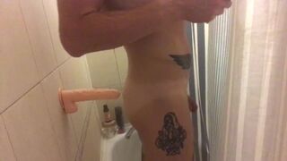 I stuck a dildo to the wall in the shower and played a little with the ass