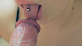 Hot does close up blowjob - cum in mouth and swallow